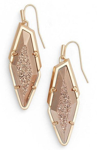 Kendra Scott Bex Rhodium, 14k-Rose Gold Plate/Drusy Agate Drop Earrings