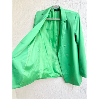 Pretty Little Thing Long Sleeve Double Breasted Blazer Green Women's Size US 4