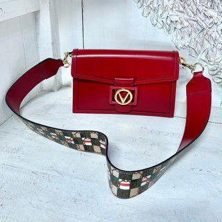 NWT Valentino by Mario Valentino Mina Logo Leather Shoulder Bag Lipstick Red OS