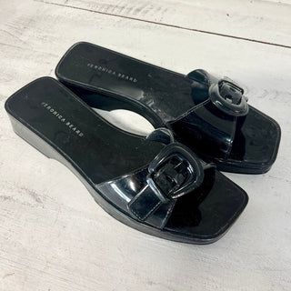 Veronica Beard Davina Jelly Single Strap Slide Sandals Black Women's 8M / 9 US