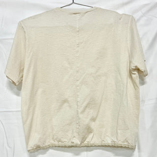 The Row Solid Short Sleeve Crew Neck Cropped T-Shirt Cream Women's Size Small