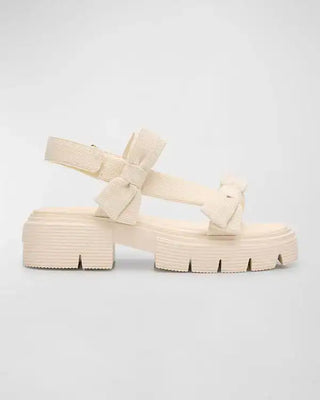 NWOT Stuart Weitzman Sofia Nolita Canvas Dual Bow Slingback Sandals Natural 36.5
