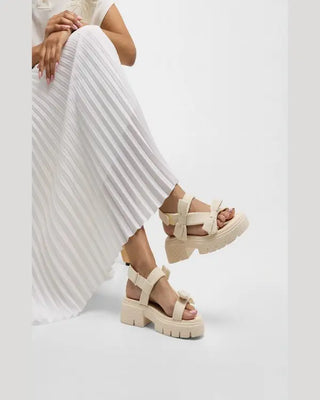NWOT Stuart Weitzman Sofia Nolita Canvas Dual Bow Slingback Sandals Natural 36.5