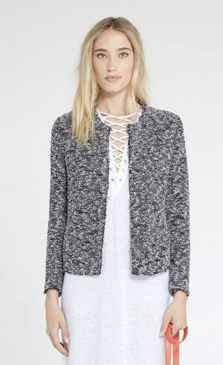IRO Chada Tweed Boucle Knit Raw Hem Open Front Blazer Jacket Gray Women's Size 2