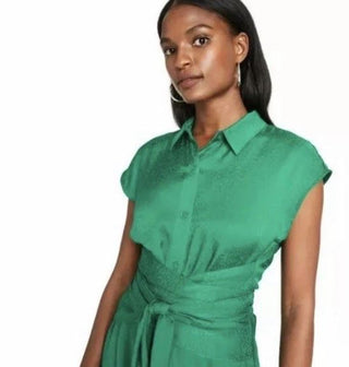Cushnie for Target Jacquard Belted Leopard Shirt Dress Emerald Green Women's M