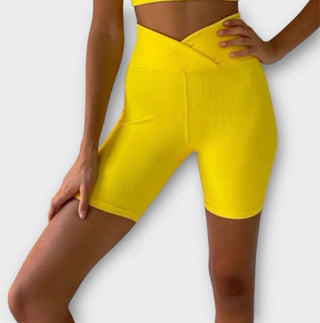 NWT Year Of Ours Crossband V Waist Biker Shorts Lemon Yellow Women's Size Small