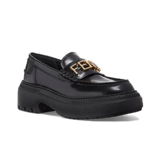 Fendi Fendigraphy Calf Leather Slip On Platform Loafers Black Women's Size 40