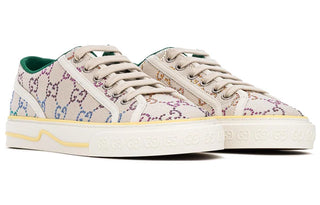 Gucci Tennis 1977 Crystal GG Monogram Canvas Low-Top Sneakers Beige Womens EU 39