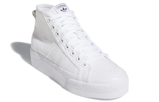 Adidas Originals Nizza Canvas Platform High-Top Trainers Sneakers White Womens 8