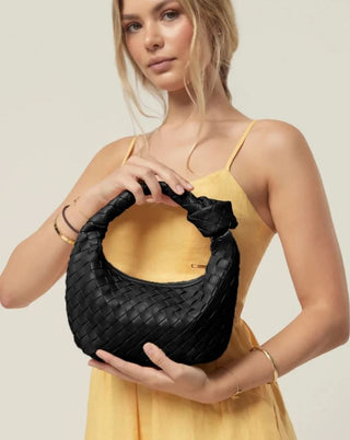 Urban Expressions Carmina Woven Knot Baguette Bag Black Women's