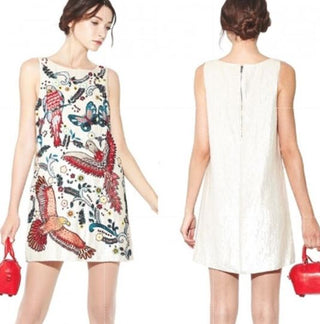 Alice + Olivia Elliott Embellish Beaded Sequin Mini Shift Dress Cream Womens' 4