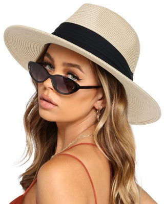 Genie by Eugenia Kim Straw Fedora Hat Black Band Women's One Size