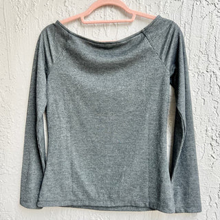 NWT Banana Republic Off The Shoulder Ribbed Knit Pullover Top Gray Women's XS