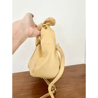 NWOT Unbranded PU Leather Wrinkle Knotted Bow Crossbody Bag Yellow Women's