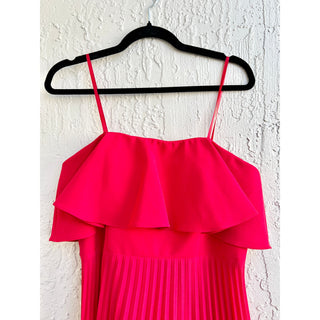 Aidan Mattox Strapless Pleated Tea Midi Dress Red Pink Women's Size US 10