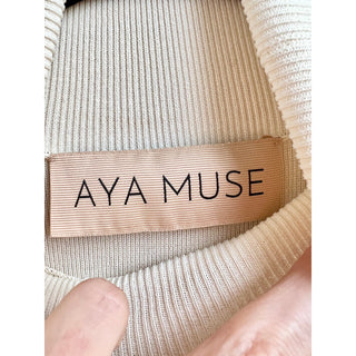 AYA MUSE Fera Sleeveless Slim Fit Turtleneck Top Buttercream Women's Size XXS