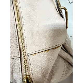 NWT Chloe Pebble Leather Large Paraty Satchel Shoulder Bag Light Skin cream pink