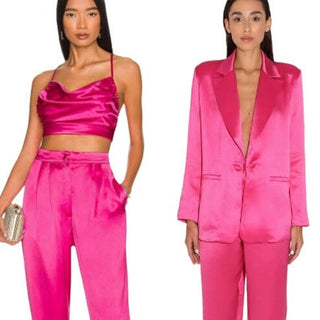 Nonchalant Label Cassica Crop Top & Lanie Blazer Set Hot Pink Women's Size XS