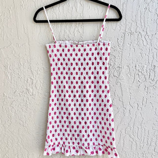 NWT Lovers + Friends Spaghetti Straps Burson Mini Dress Hot Pink Women's Size XS