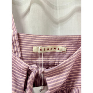 Xirena Striped Sleeveless Pleated Tie Front Midi Dress Purple/Pink Womens Medium