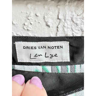 $600 NWT Dries Van Noten Len Lye Printed Sarian Bis Maxi Skirt White Women 36 /4