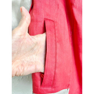 Helmut Lang Lamb Leather 3/4 Sleeve Full Zip Collarless Bomber Jacket Red Small