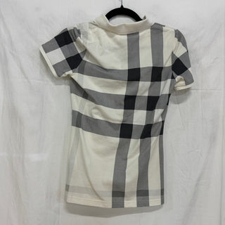 NWT Burberry London Checkered Short Sleeve Polo Shirt White/Gray Women's Size XS