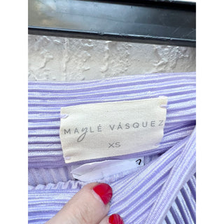 Mayle Vasquez Striped Cropped Top & Pleated Mini Lilac Women's Size Small