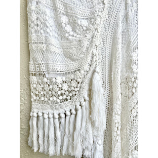 Just Bee Queen Asymmetrical Bali Crochet Mini Skirt White Women's Size Small