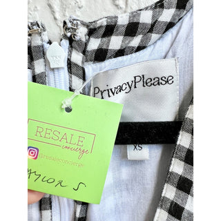 Privacy Please Gingham V Neckline Goodwin Romper Black White Women's Size XS