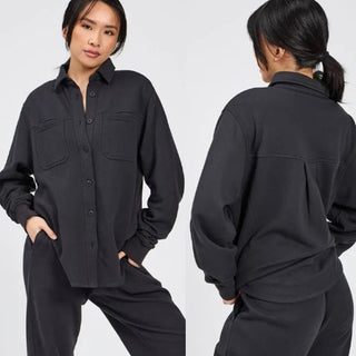 NWT Buffbunny Long Sleeve Cotton Blend Button Down Jacket Black Women's Small