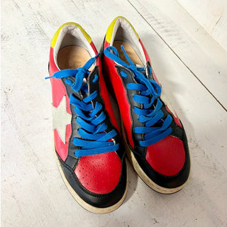Bonpoint x Golden Goose Leather Skateboard Sneakers Red/Black/Blue Size 36 / 6