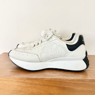 Alexander McQueen Leather Low Top Sprint Runner Sneaker White/Black Mens 43 / 10