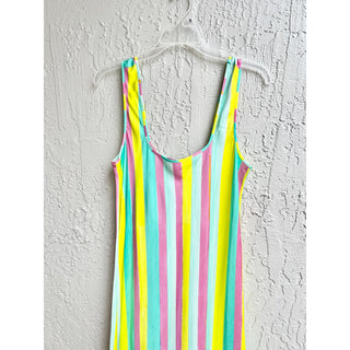 Kerri Rosenthal Ali Beach Stripes Sleeveless Scoop Neck Slip Midi Dress Multi L