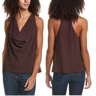 NWT A.L.C. Dixon Sleeveless Cowl Neck Raceback Blouse Top Brown Womens Size US 6