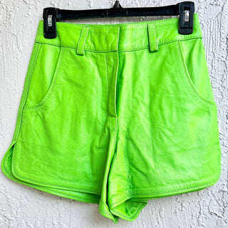 CMINDOV High Rise Leather Shorts Green Women's Size XS