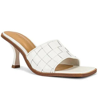 Tony Bianco Olivia Woven Sheep Nappa Leather Heeled Mule Sandals White Women 6.5