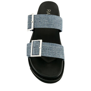 NWOT RAYE Clifton Slip On Denim Double Strap Slide Sandal Denim/Black Women's 8