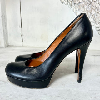 Gucci Leather Slip On Round Toe Stilettos Heel Platform Pumps Black Women's 37.5