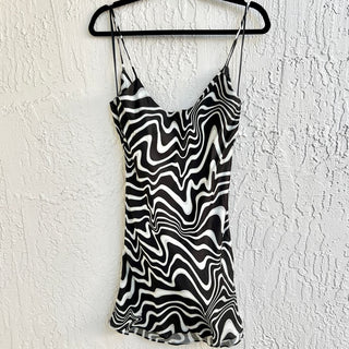 NWT Zara Sleeveless Printed The Safia Mini Dress Black White Women's Size Small