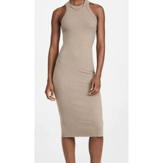 WSLY The Rivington Ribbed Knit Midi Dress Walnut Heather Women's Size Medium