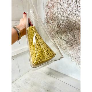 Staud Shirley Clear PVC and Crocodile-Embossed Tote Bag With Removable Pouch