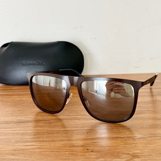 NWT Carrera Full Rim Square Brushed Metal Sunglasses Brown Men's 5020/S