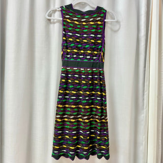 M Missoni Printed Sleeveless V-Neck Knee Length Dress Purple Women's Size US 2