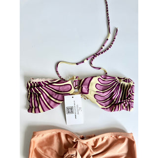 Adriana Degreas Set of 2 Printed Bikini Top Purple & Strapless Bikini Top Orange