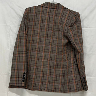 NWT ME+EM Multi Check Single Breasted Tomboy Blazer Black/Brown/Red Women's US 6