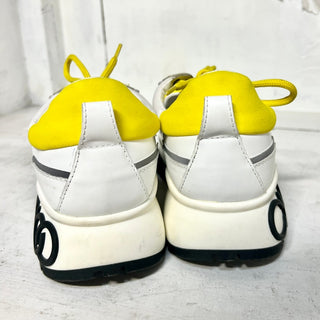 NWOT Jimmy Choo 50mm Raine Leather & Neoprene Sneakers White/Yellow Women 35 / 5