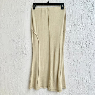 NWT Woodrose Deli Cotton High Rise Front Slit Out of Seam Skirt Beige Women's S