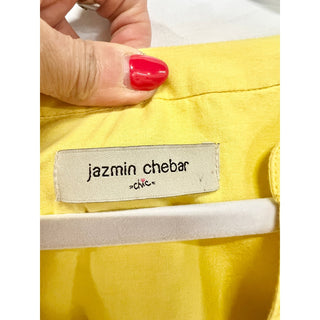 Jazmin Chebar Tunica Mexico Balloon Sleeve A-Line Midi Dress Yellow Sz 3 / Large