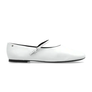 Tory Burch Leather Slip On Round Toe Mary Jane Ballet Flats White Women's US 8.5
